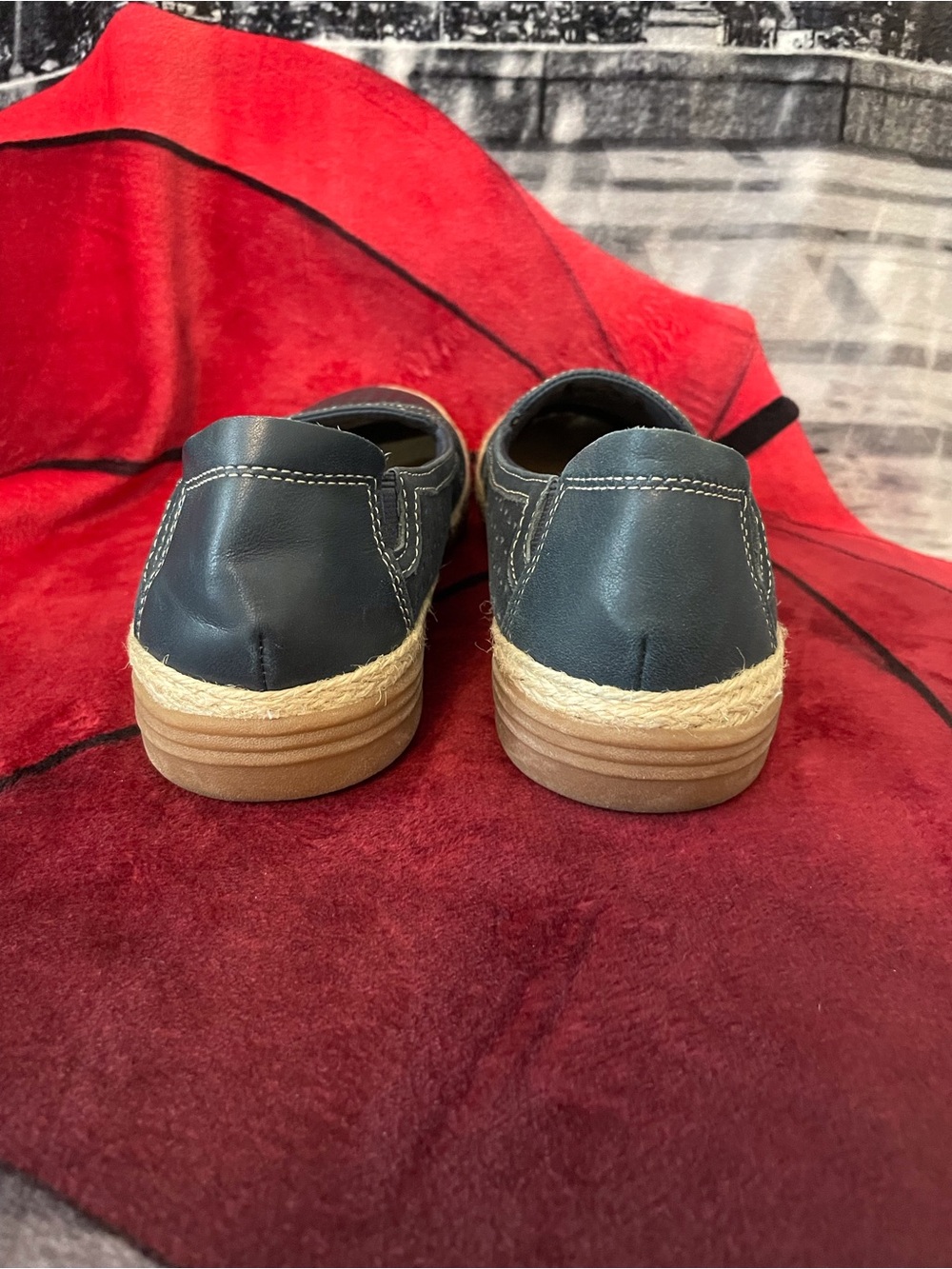 Clarks Navy Perforated Slip-On Espadrille - Picture 5 of 8